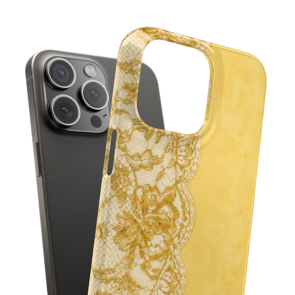 Yellow Vintage Lace Snap Case