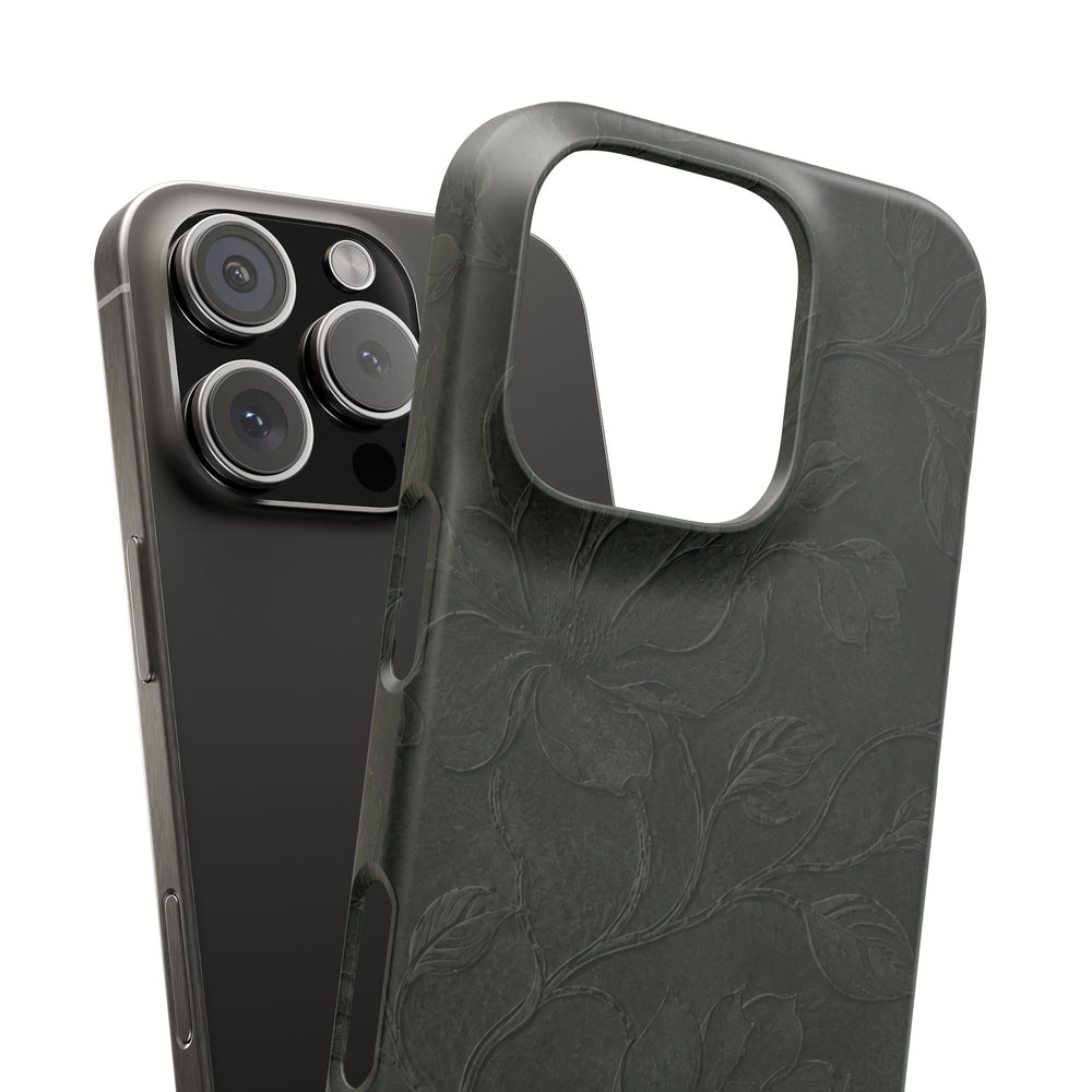 Dark Olive Floral Texture Snap Case