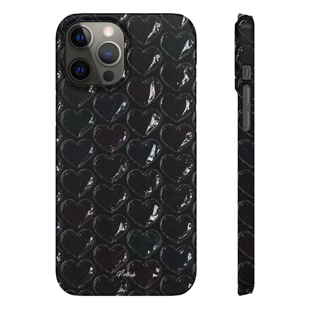 Black Pop Hearts Snap Case