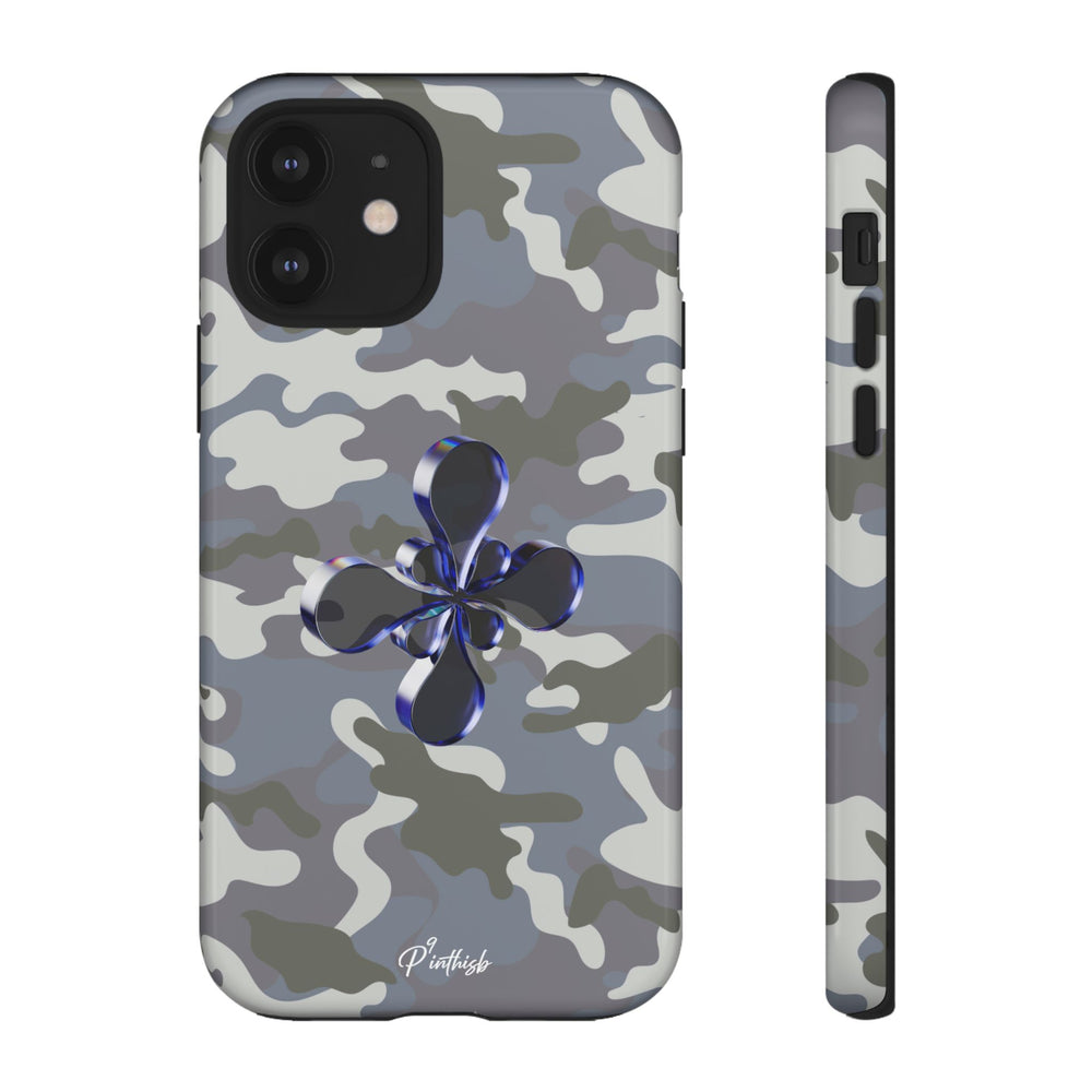 Camouflage with Blue Metallic Clover Tough Case