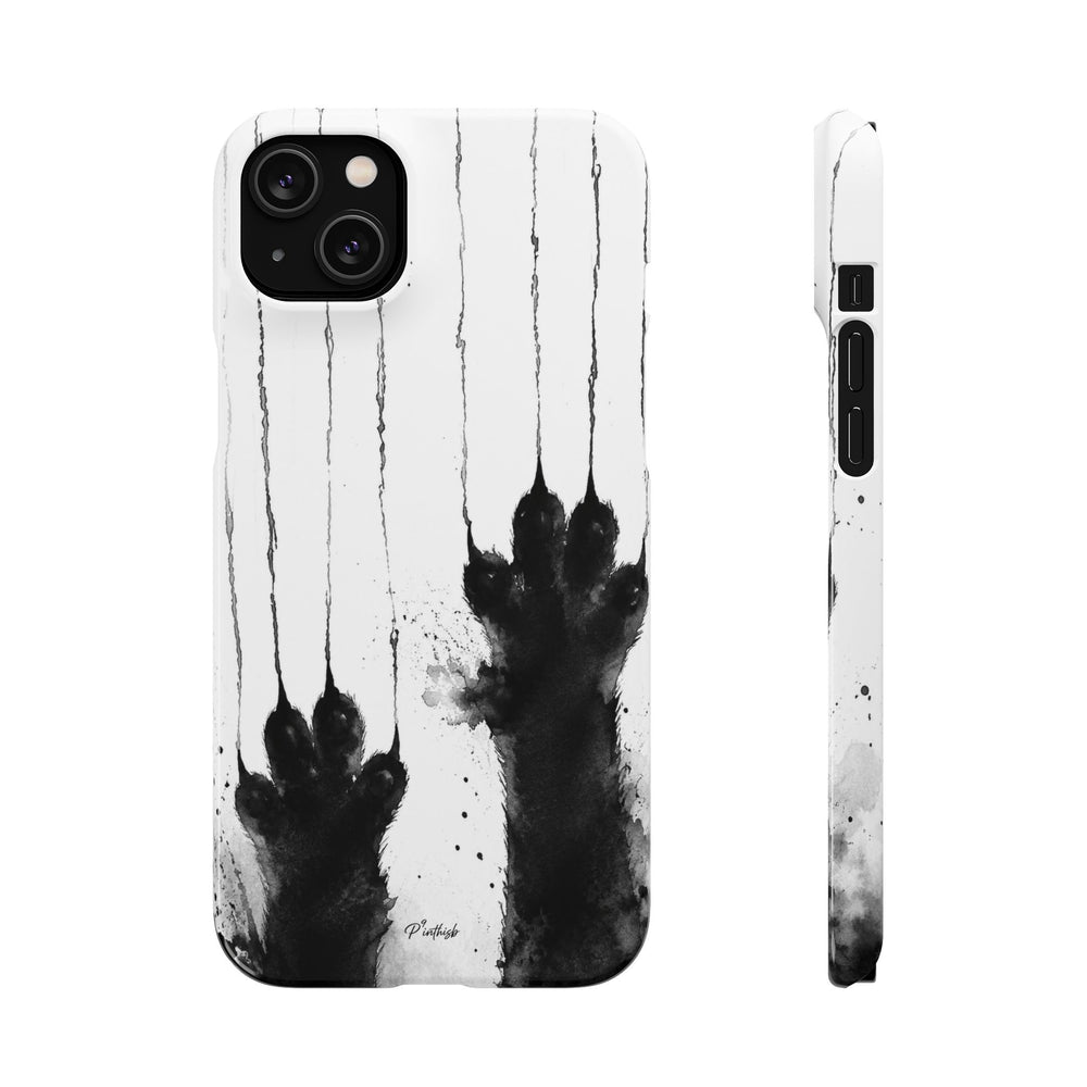 Black Ink Paw Print Snap Case