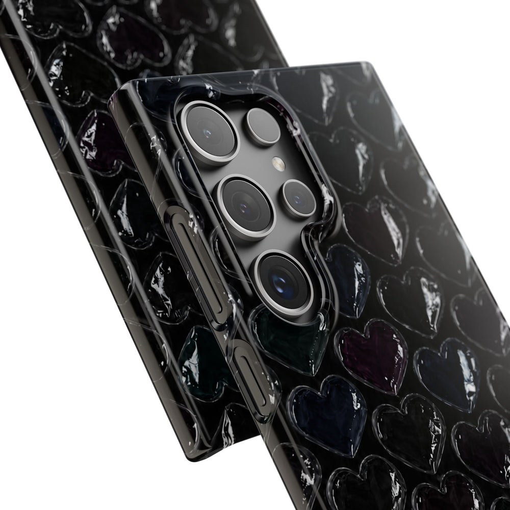 Black Pop Hearts Snap Case