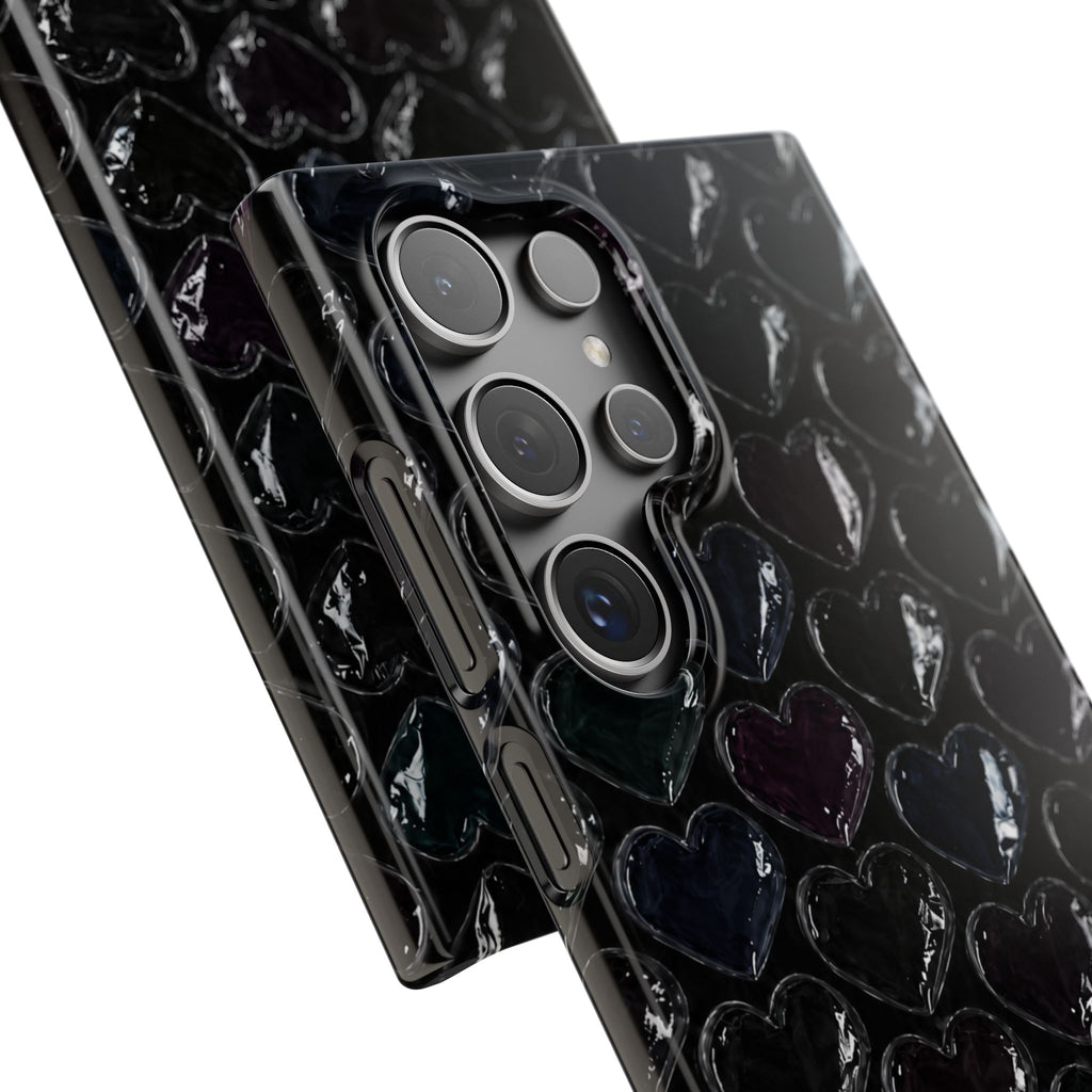 Black Pop Hearts Snap Case