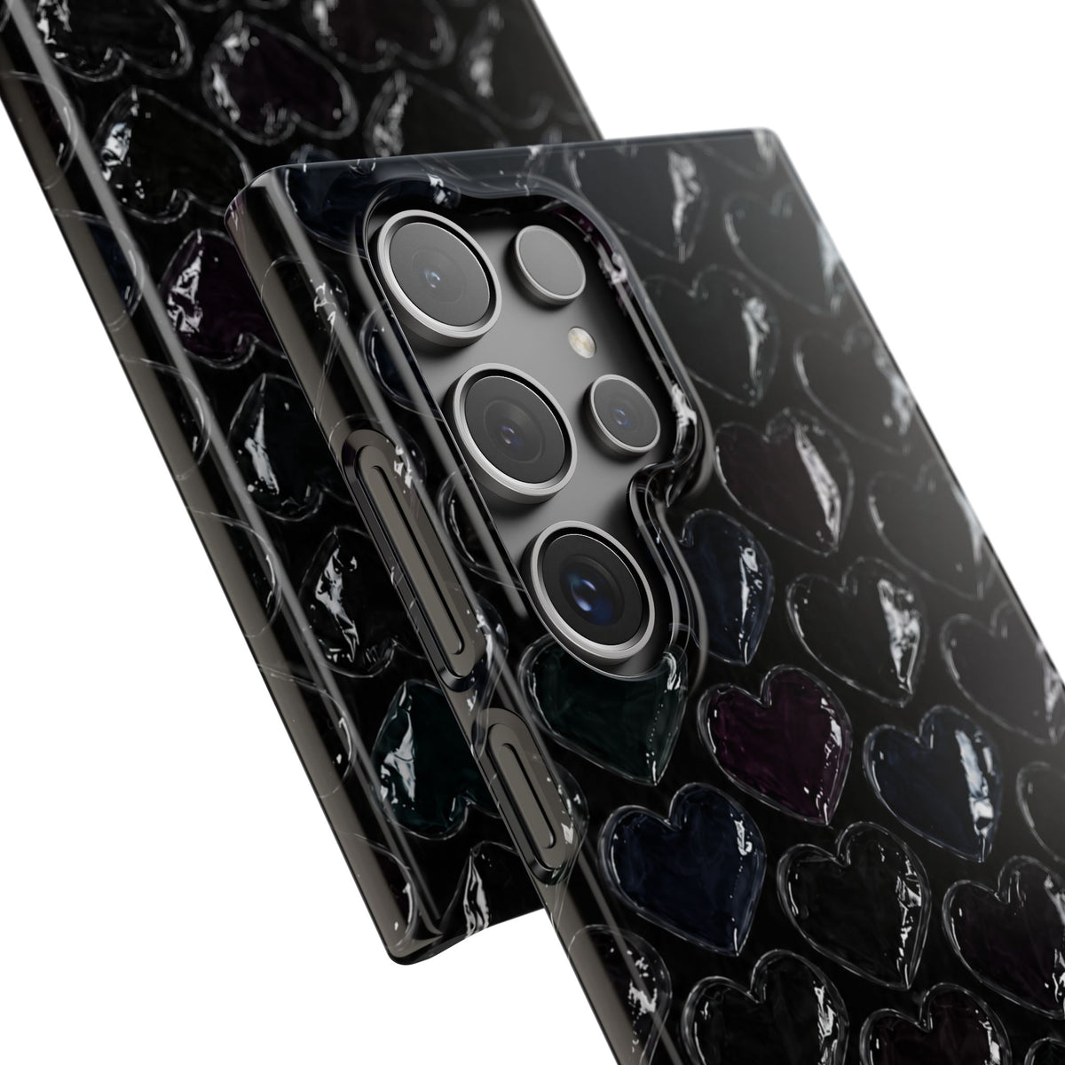 Black Pop Hearts Snap Case