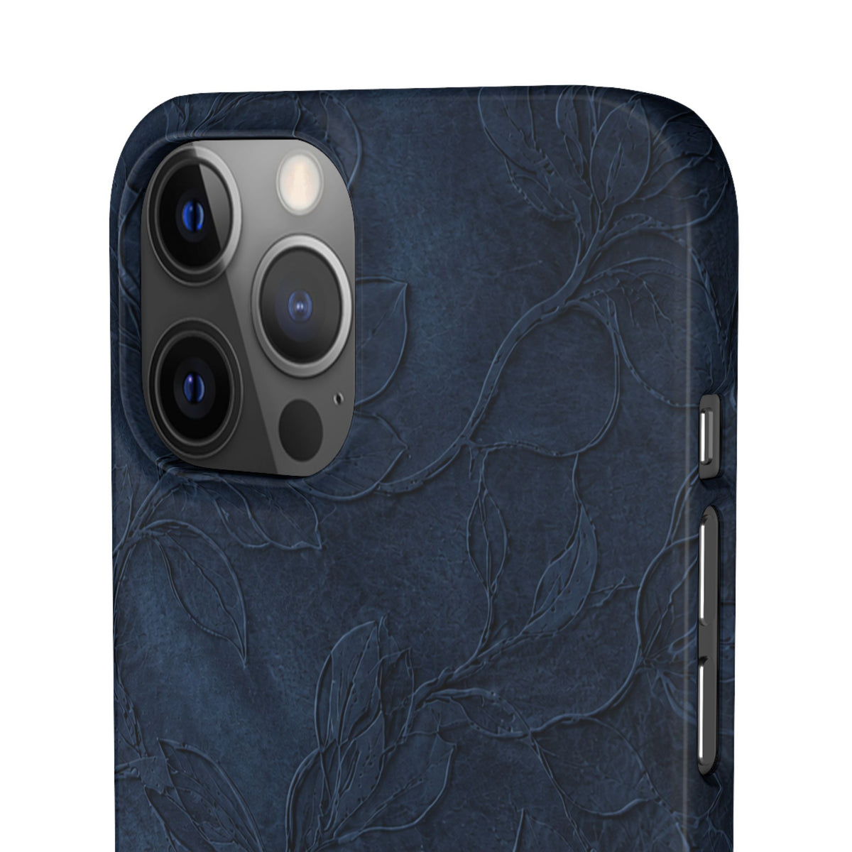 Navy Floral Textured Snap Case