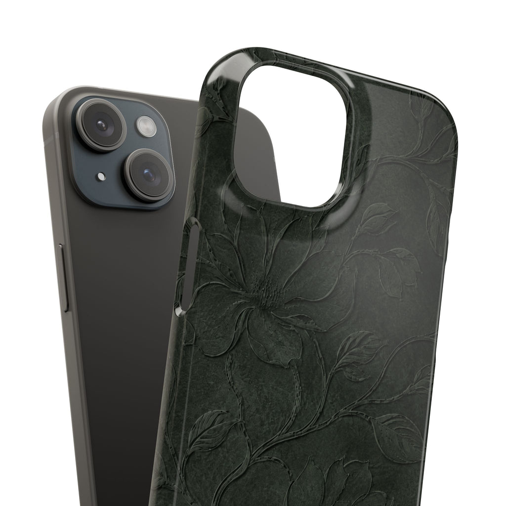 Dark Olive Floral Texture Snap Case
