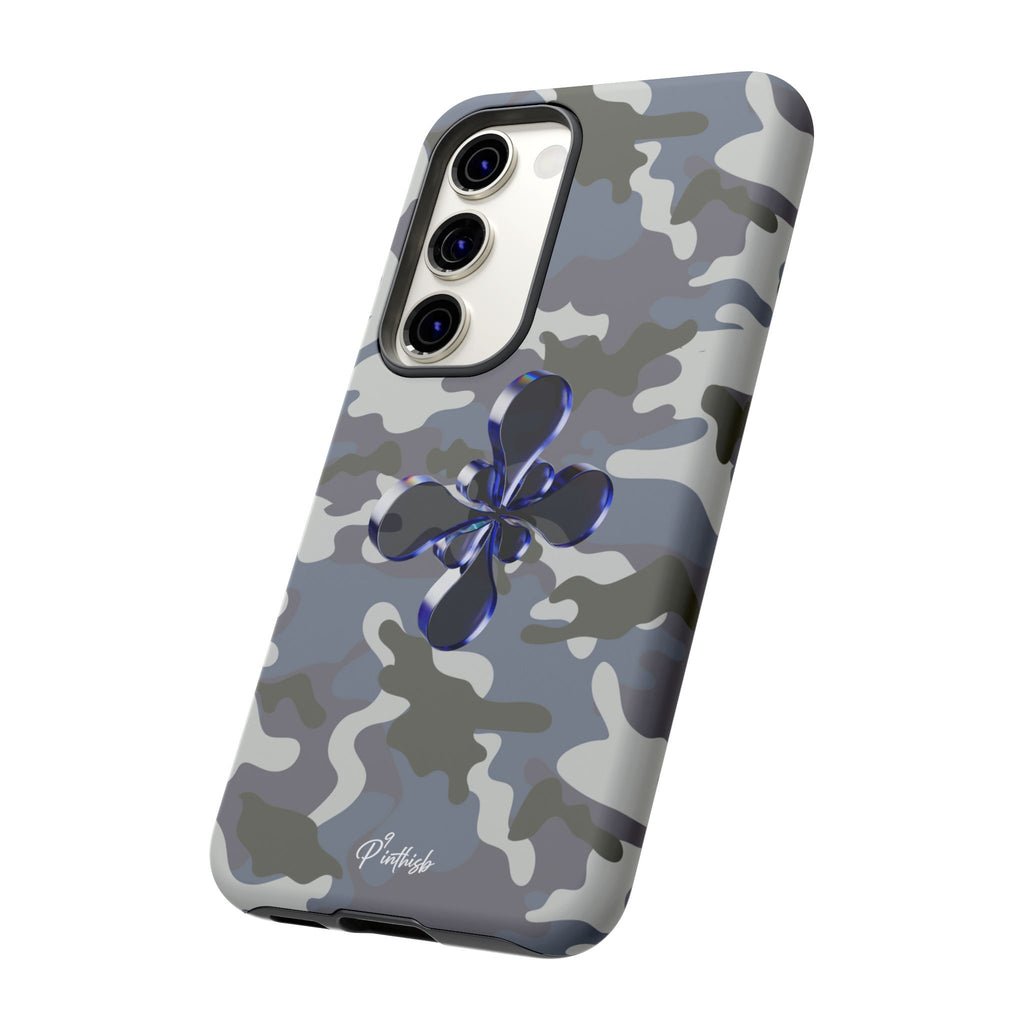 Camouflage with Blue Metallic Clover Tough Case