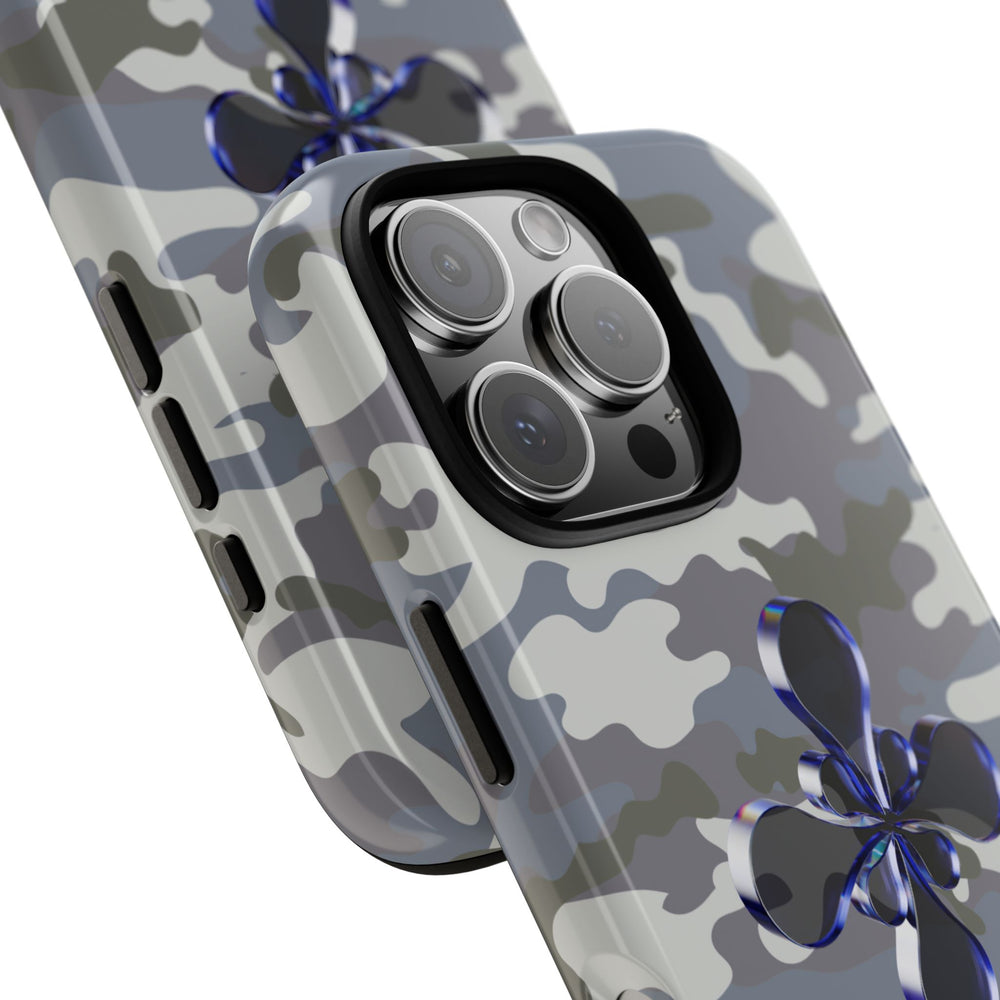 Camouflage with Blue Metallic Clover Tough Case