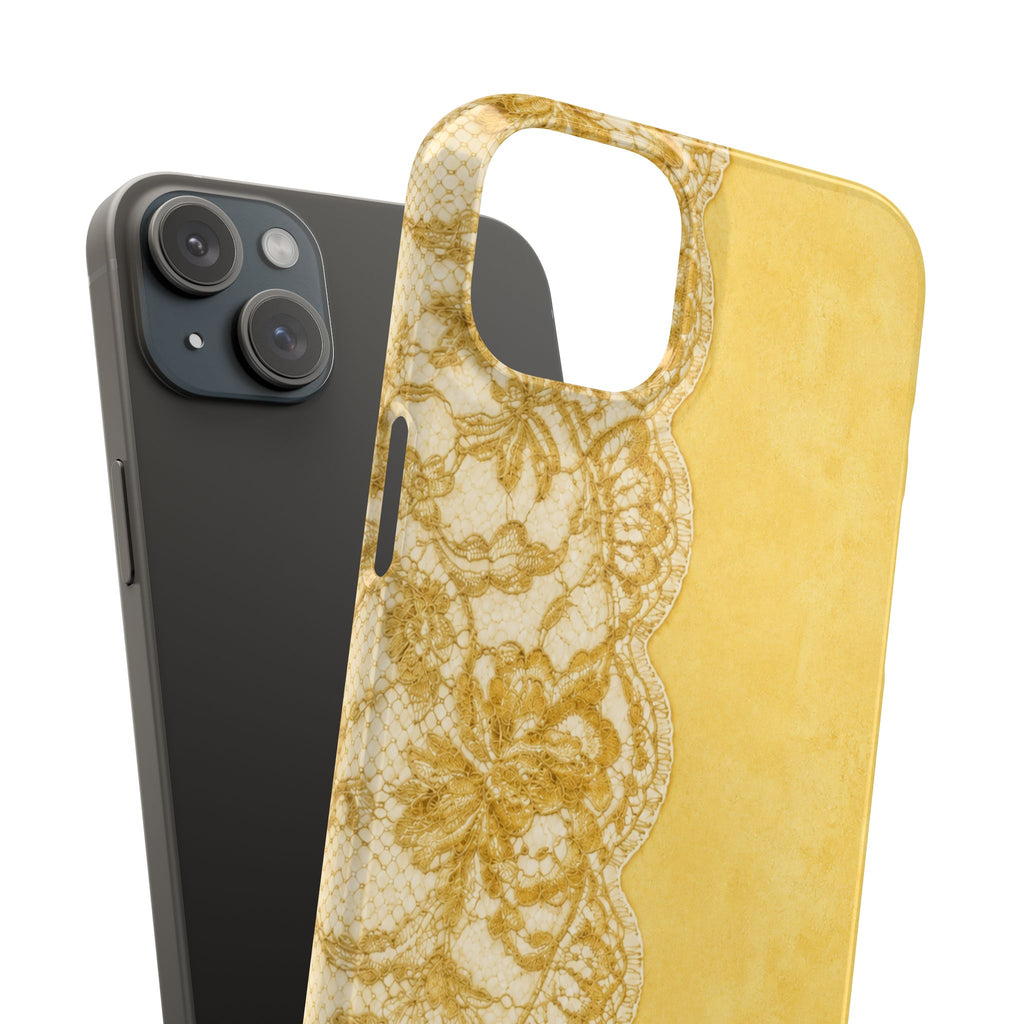Yellow Vintage Lace Snap Case