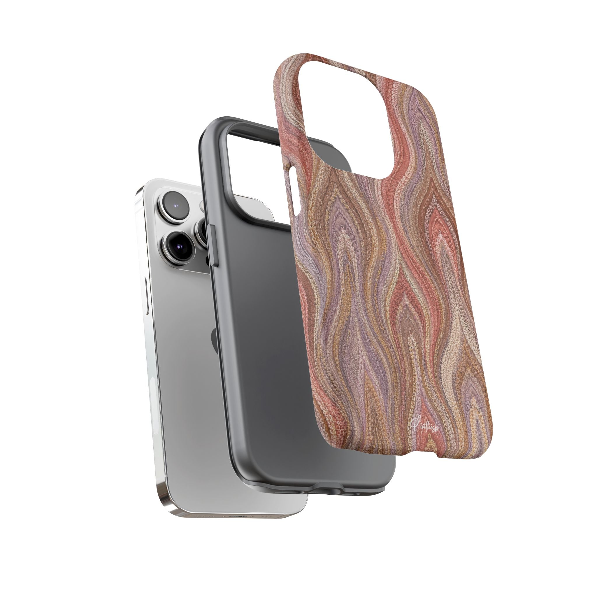 Wavy Peach & Mauve Tough Case