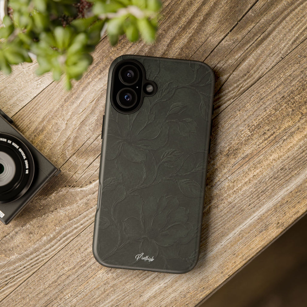 Dark Olive Floral Texture Tough Case