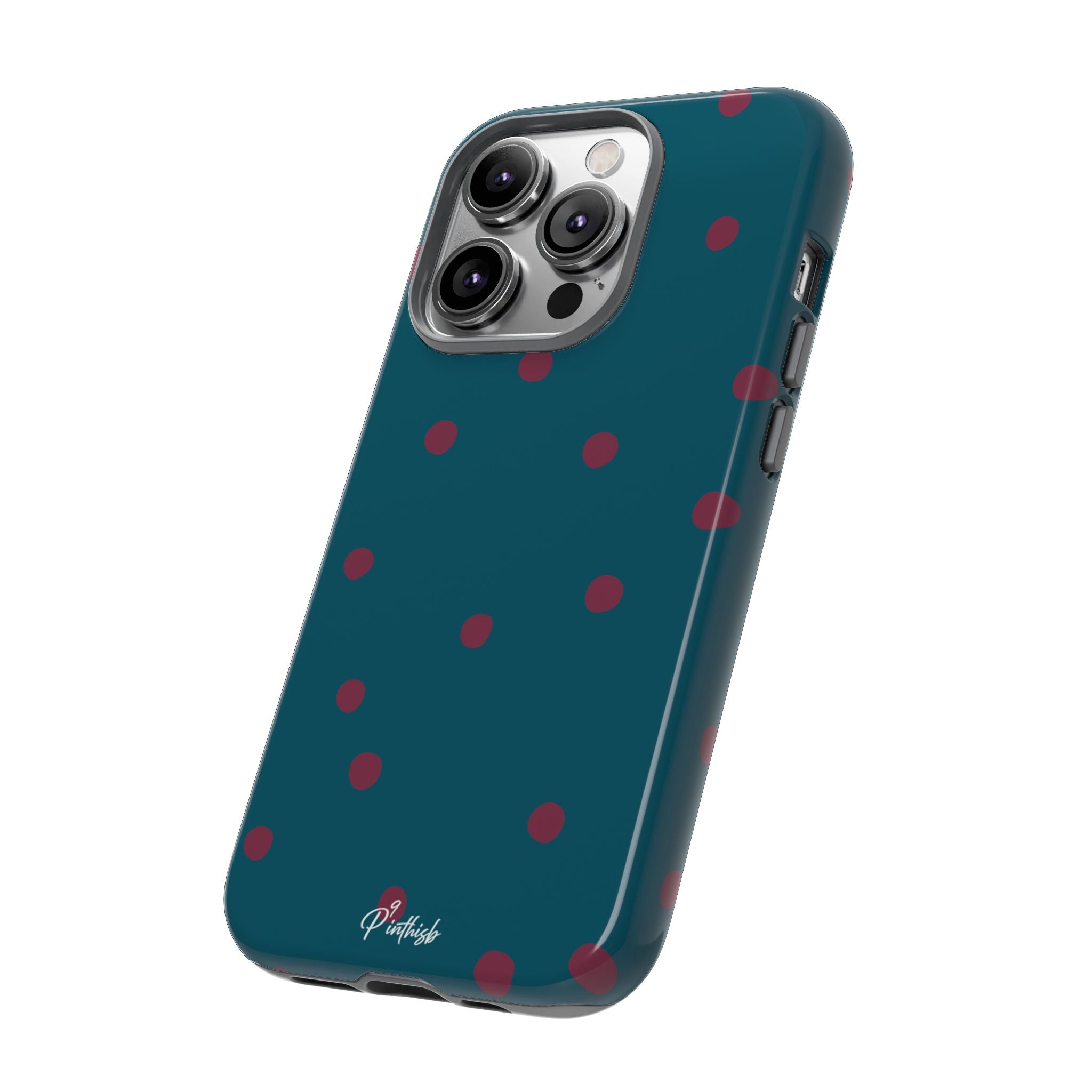 Teal & Burgundy Polka Dot Tough Phone Case