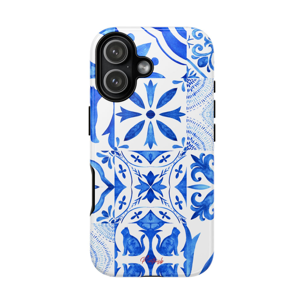 Blue Tile Pattern Tough Phone Case