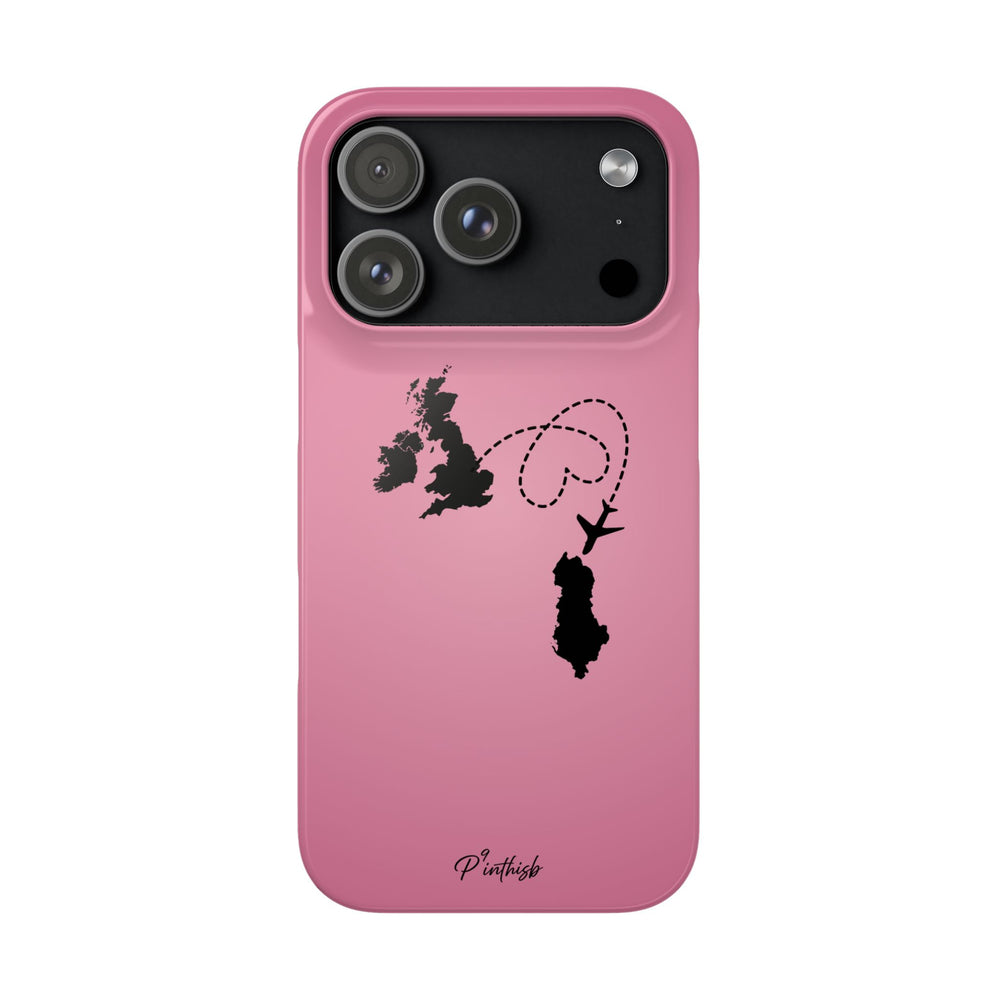 UK to Albania Pink Snap Phone Case