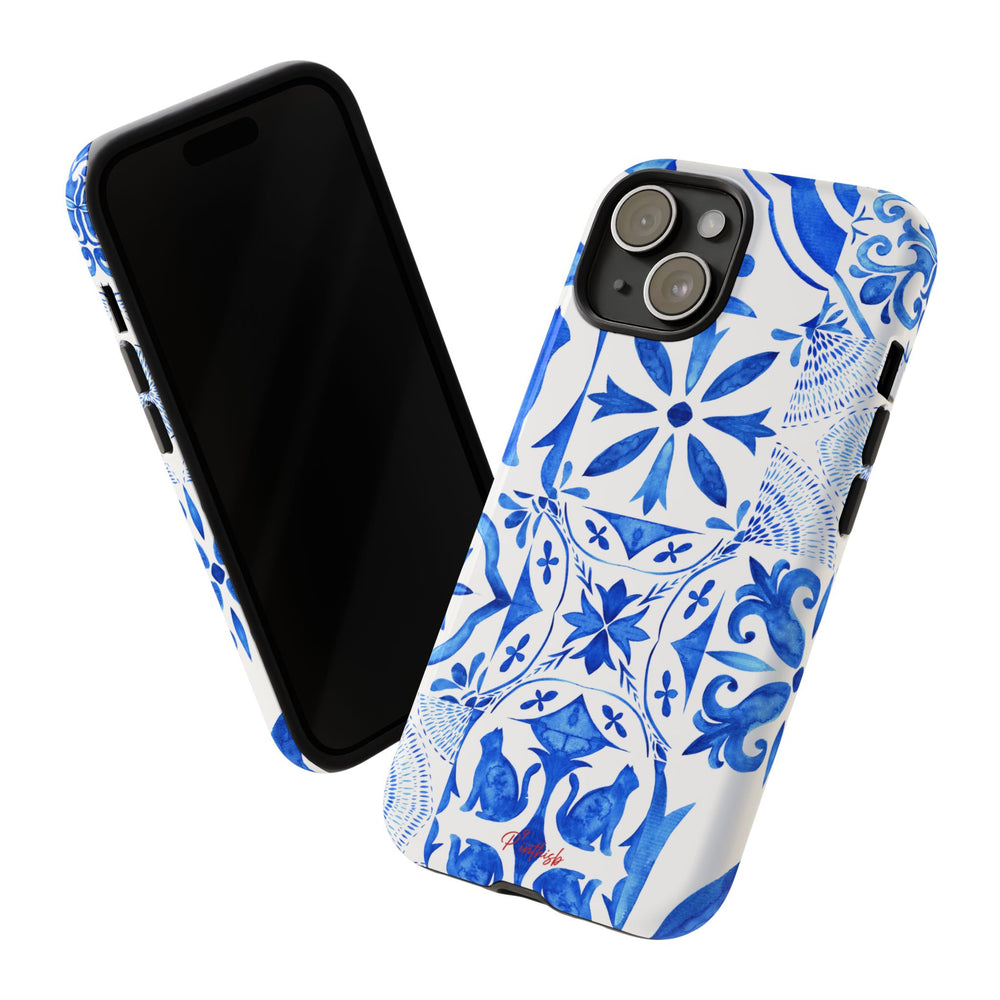 Blue Tile Pattern Tough Phone Case