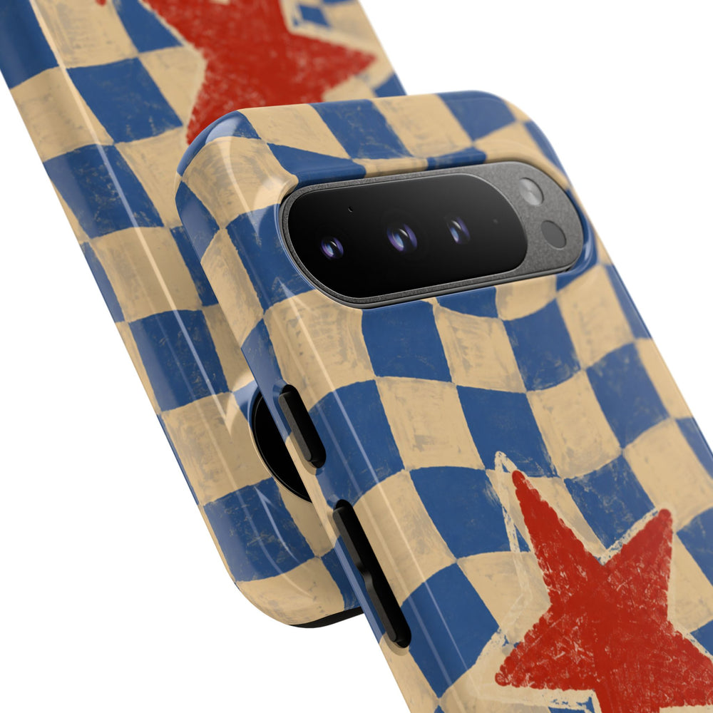 Blue & Cream Retro Star Phone Case