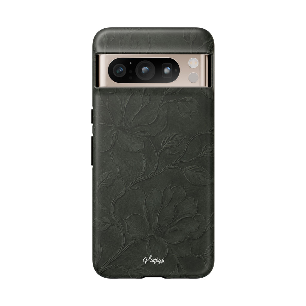 Dark Olive Floral Texture Tough Case