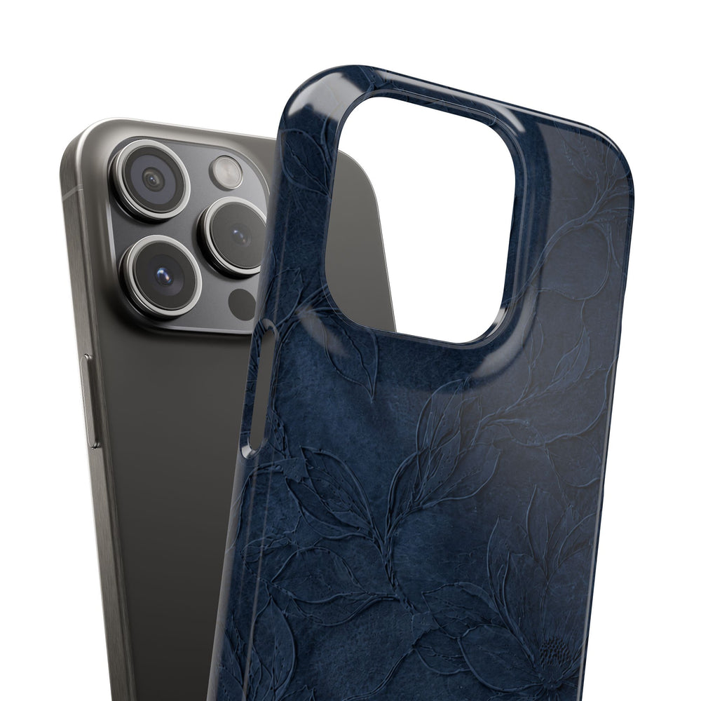 Navy Floral Textured Snap Case