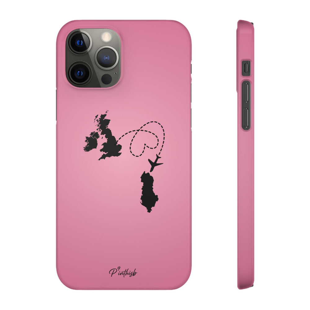 UK to Albania Pink Snap Phone Case
