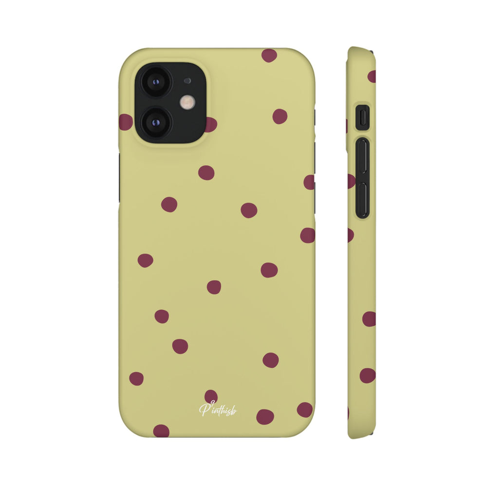 Yellow & Burgundy Polka Dot Snap Phone Case