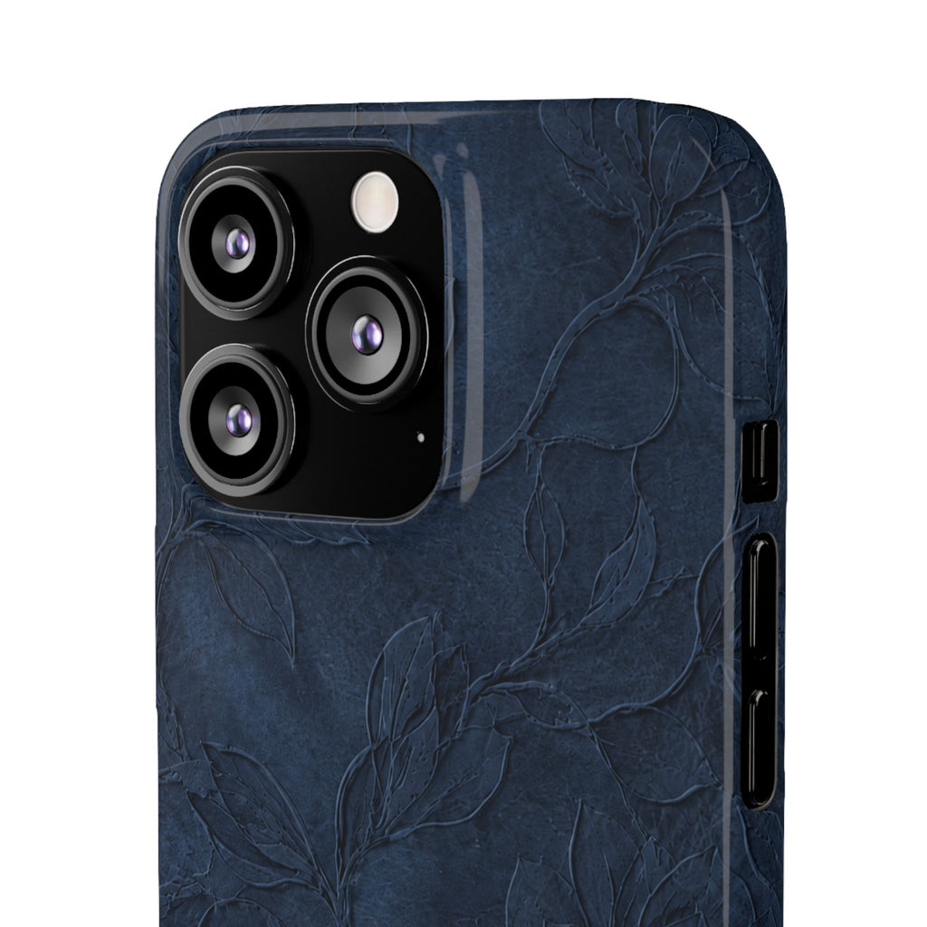 Navy Floral Textured Snap Case