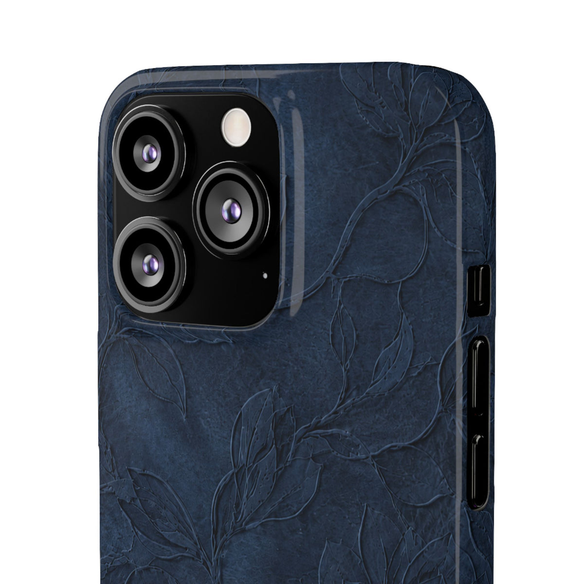 Navy Floral Textured Snap Case