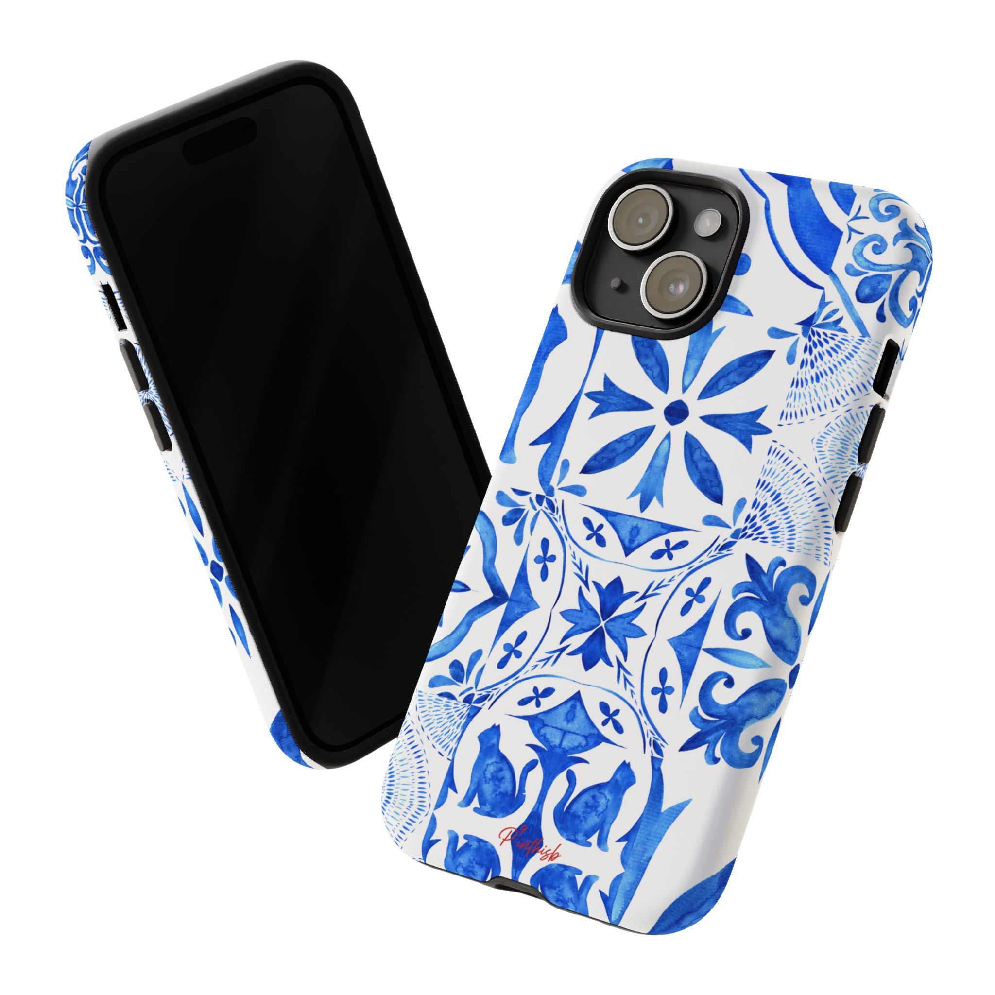 Blue Tile Pattern Tough Phone Case