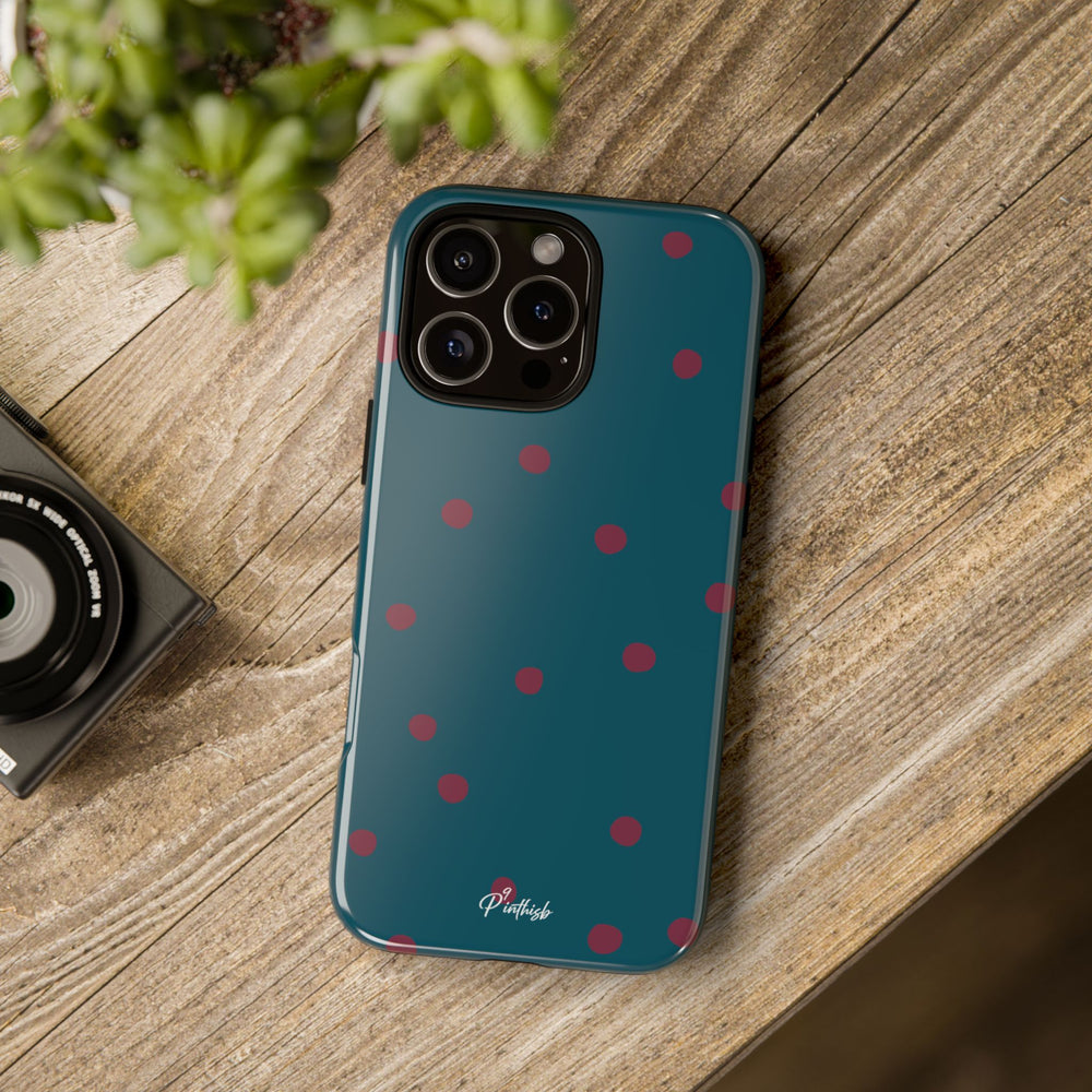 Teal & Burgundy Polka Dot Tough Phone Case
