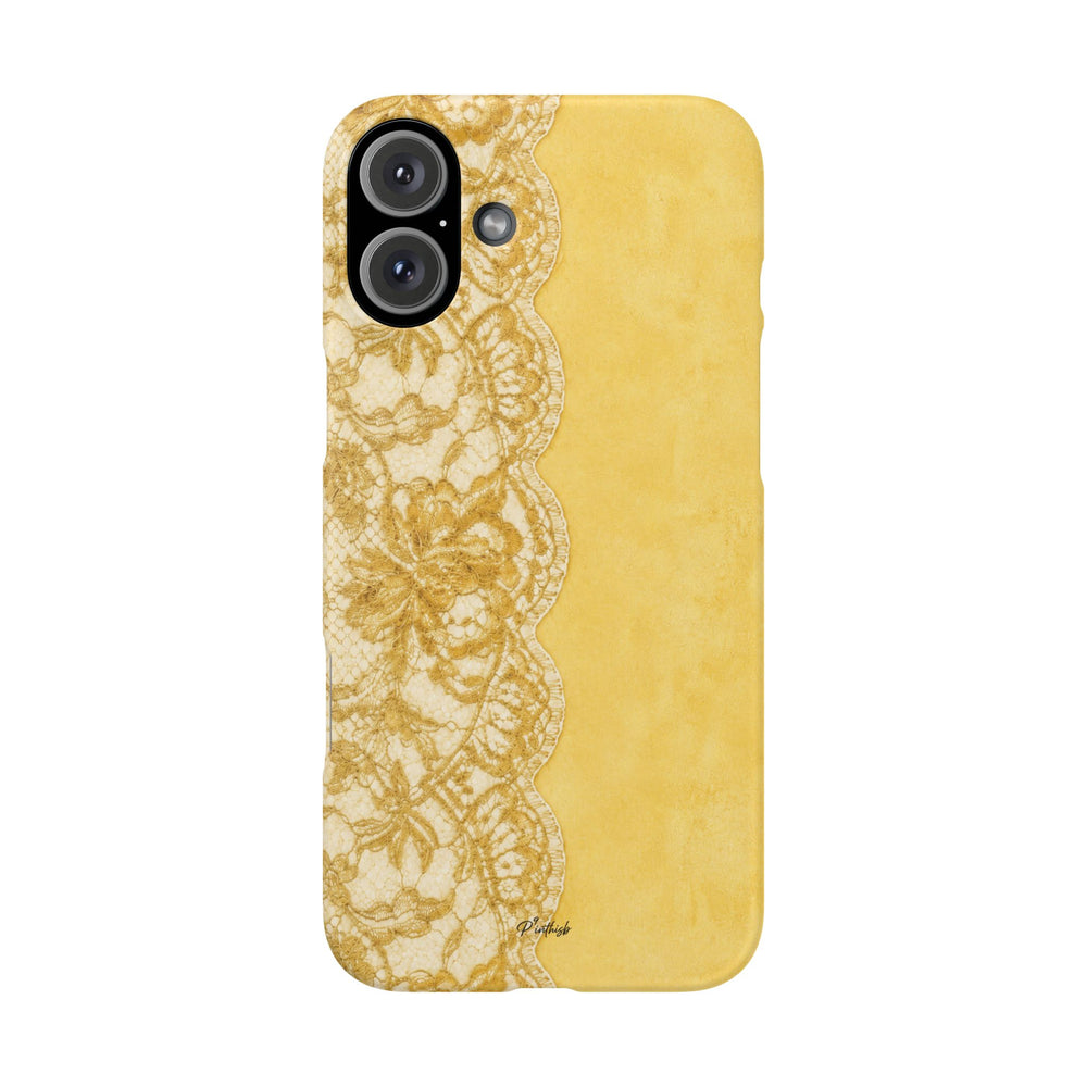 Yellow Vintage Lace Snap Case