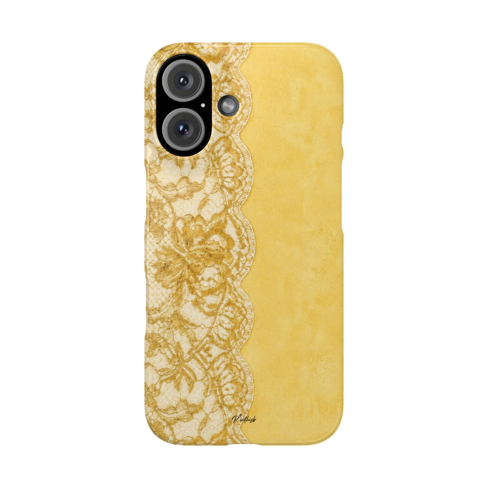 Yellow Vintage Lace Snap Case