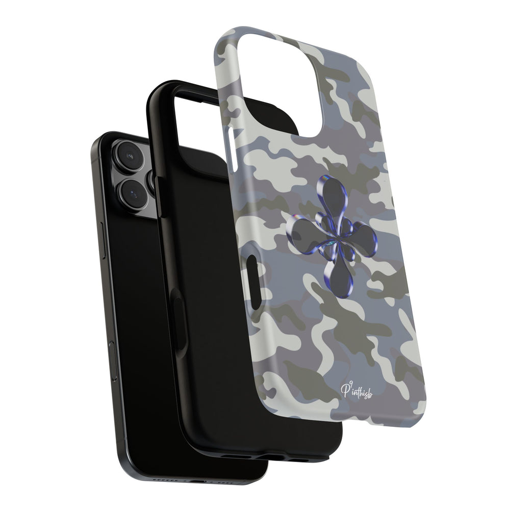 Camouflage with Blue Metallic Clover Tough Case
