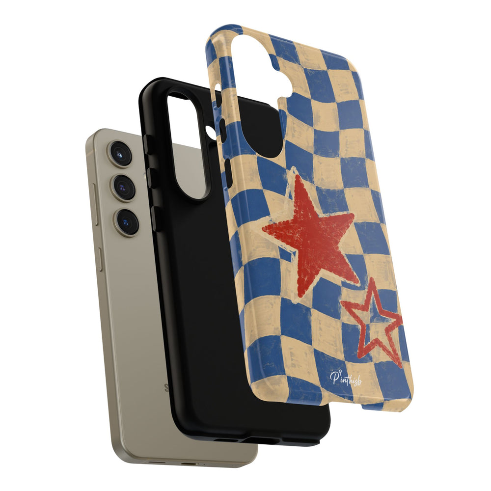 Blue & Cream Retro Star Phone Case