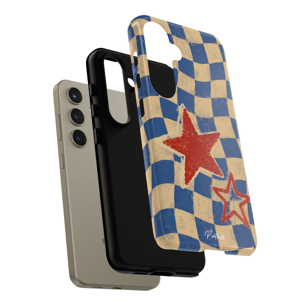 Blue & Cream Retro Star Phone Case