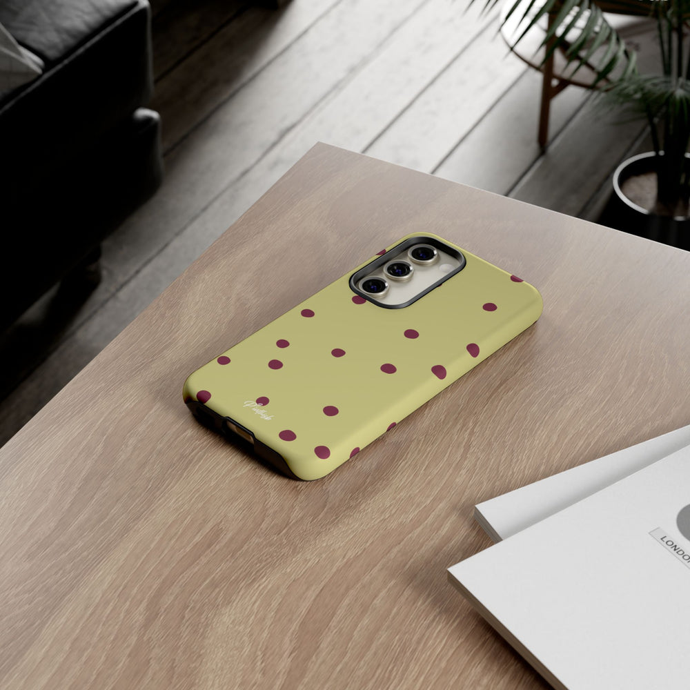 Yellow & Burgundy Polka Dot Tough Phone Case