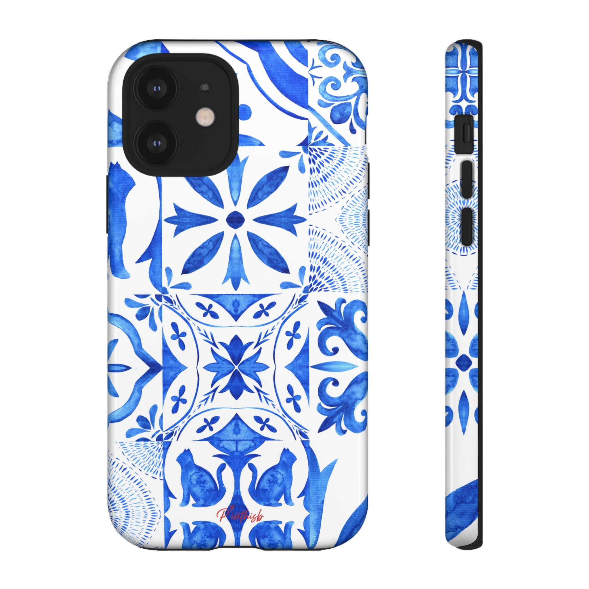 Blue Tile Pattern Tough Phone Case