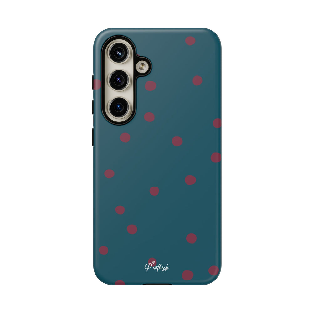 Teal & Burgundy Polka Dot Tough Phone Case