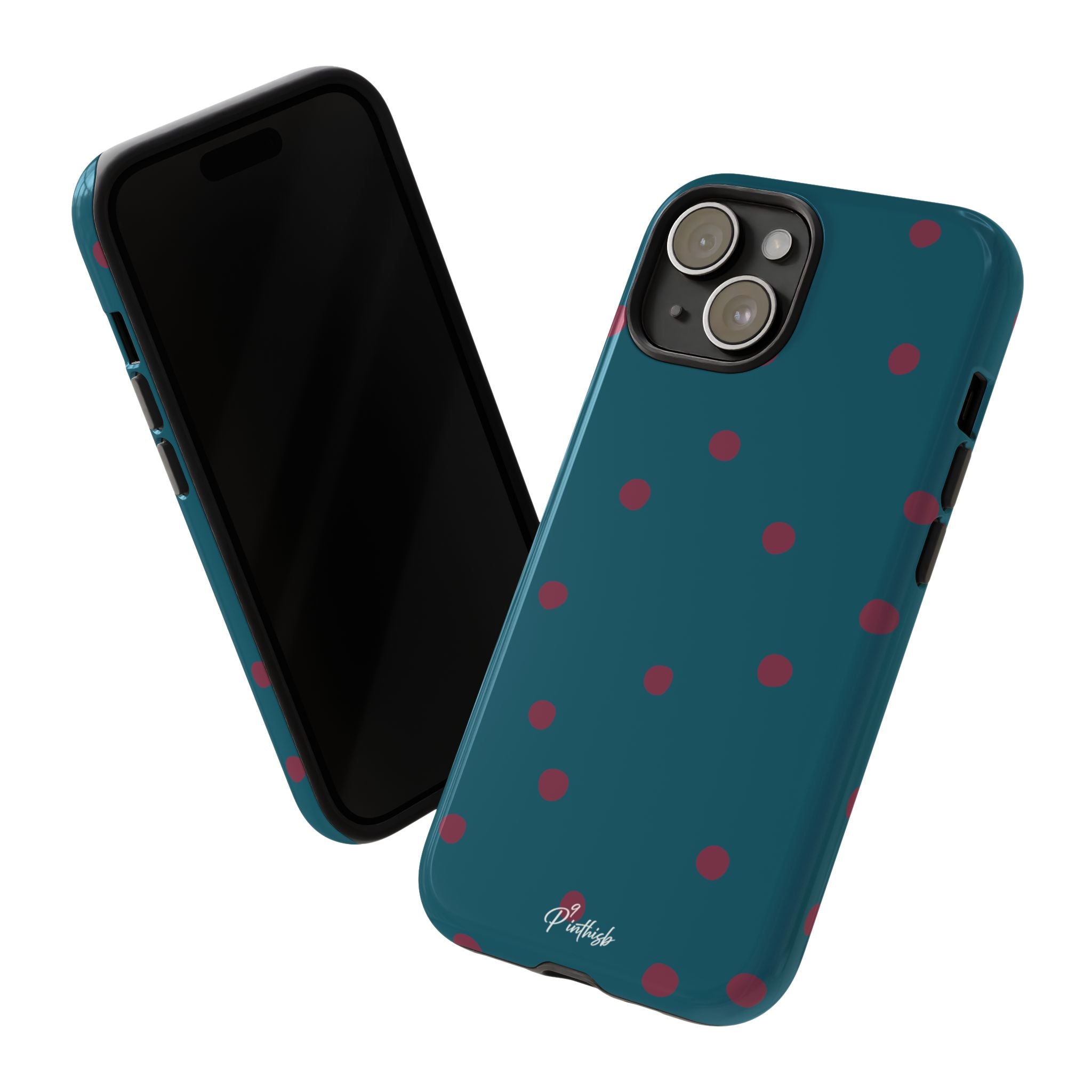 Teal & Burgundy Polka Dot Tough Phone Case