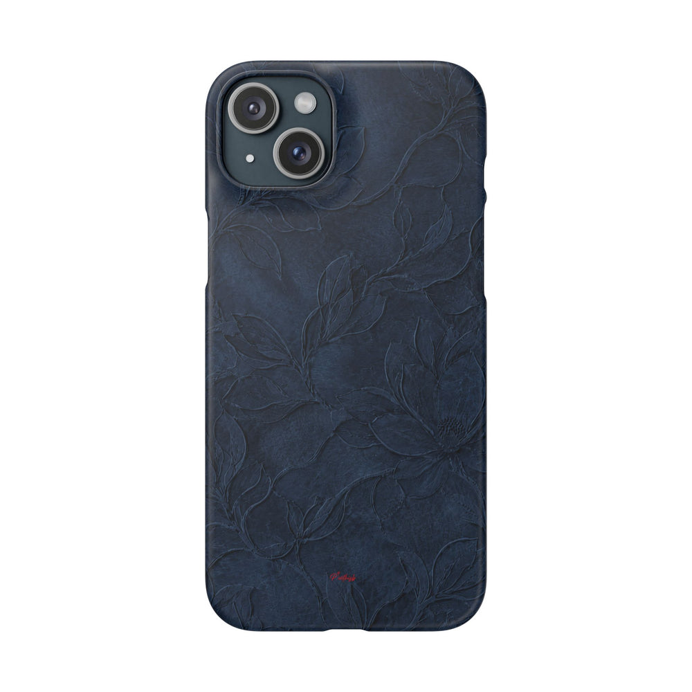 Navy Floral Textured Snap Case
