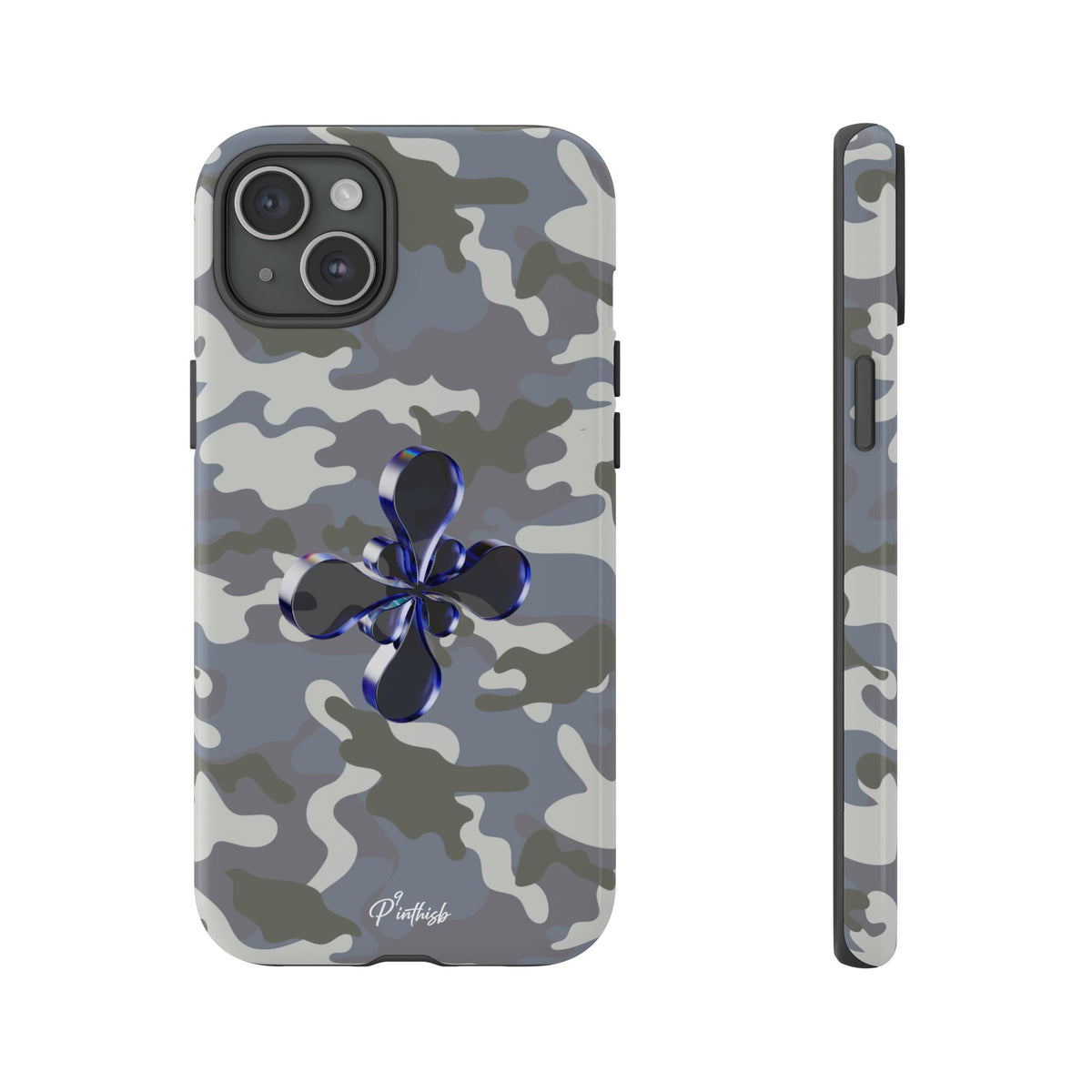 Camouflage with Blue Metallic Clover Tough Case