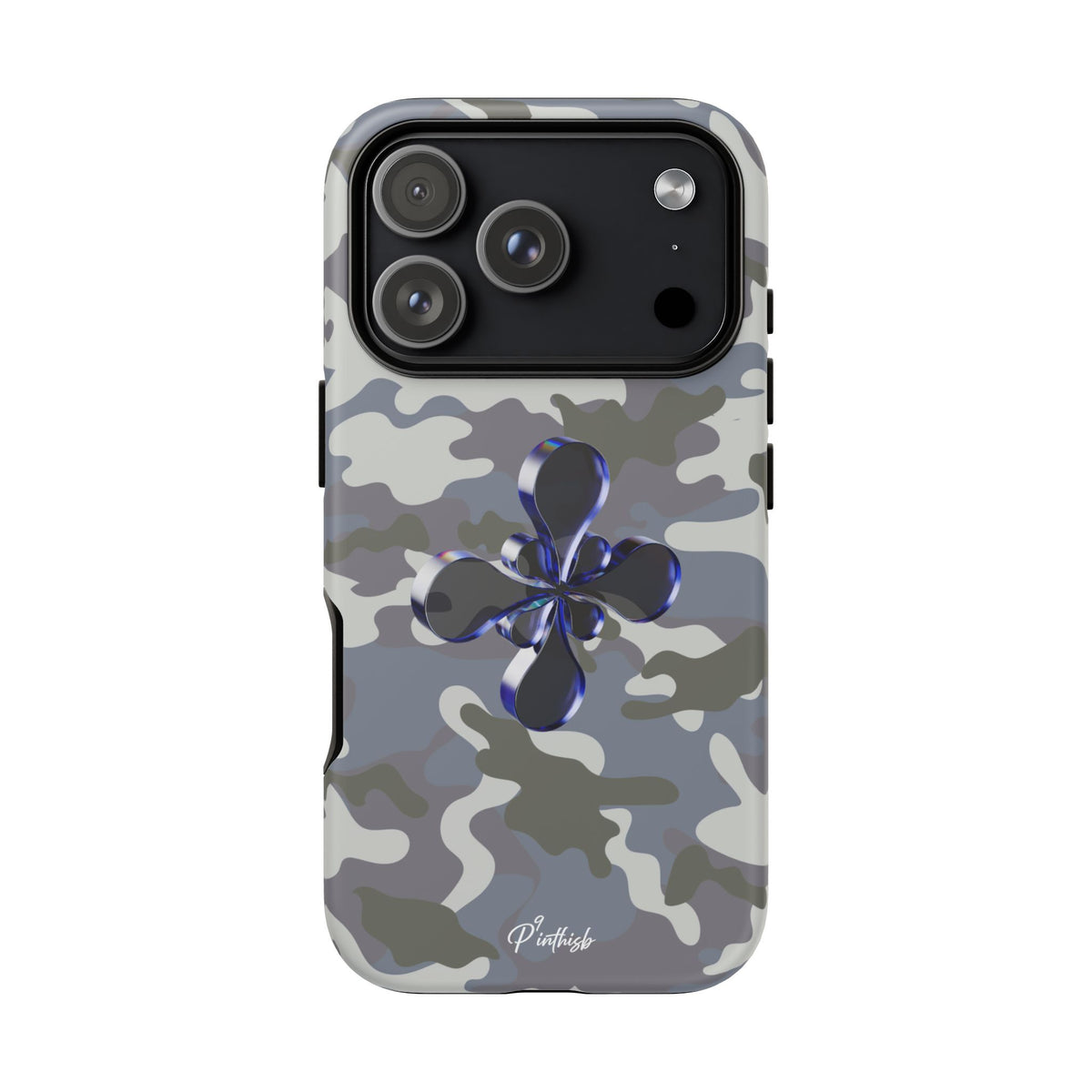 Camouflage with Blue Metallic Clover Tough Case