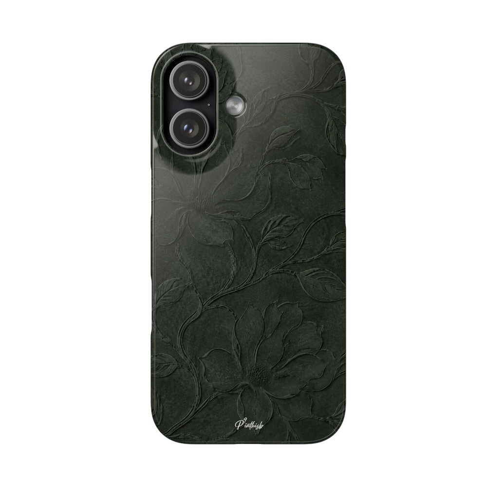 Dark Olive Floral Texture Snap Case