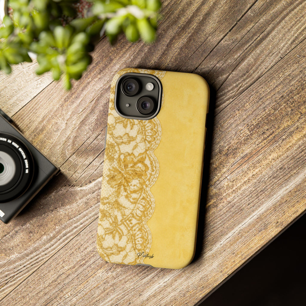 Yellow Vintage Lace Tough Case