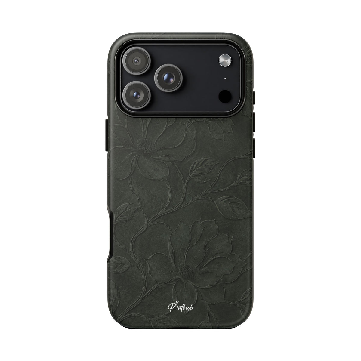 Dark Olive Floral Texture Tough Case