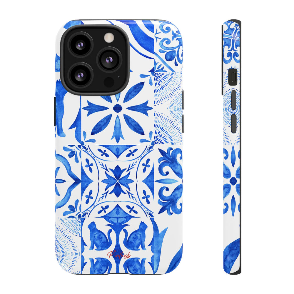 Blue Tile Pattern Tough Phone Case
