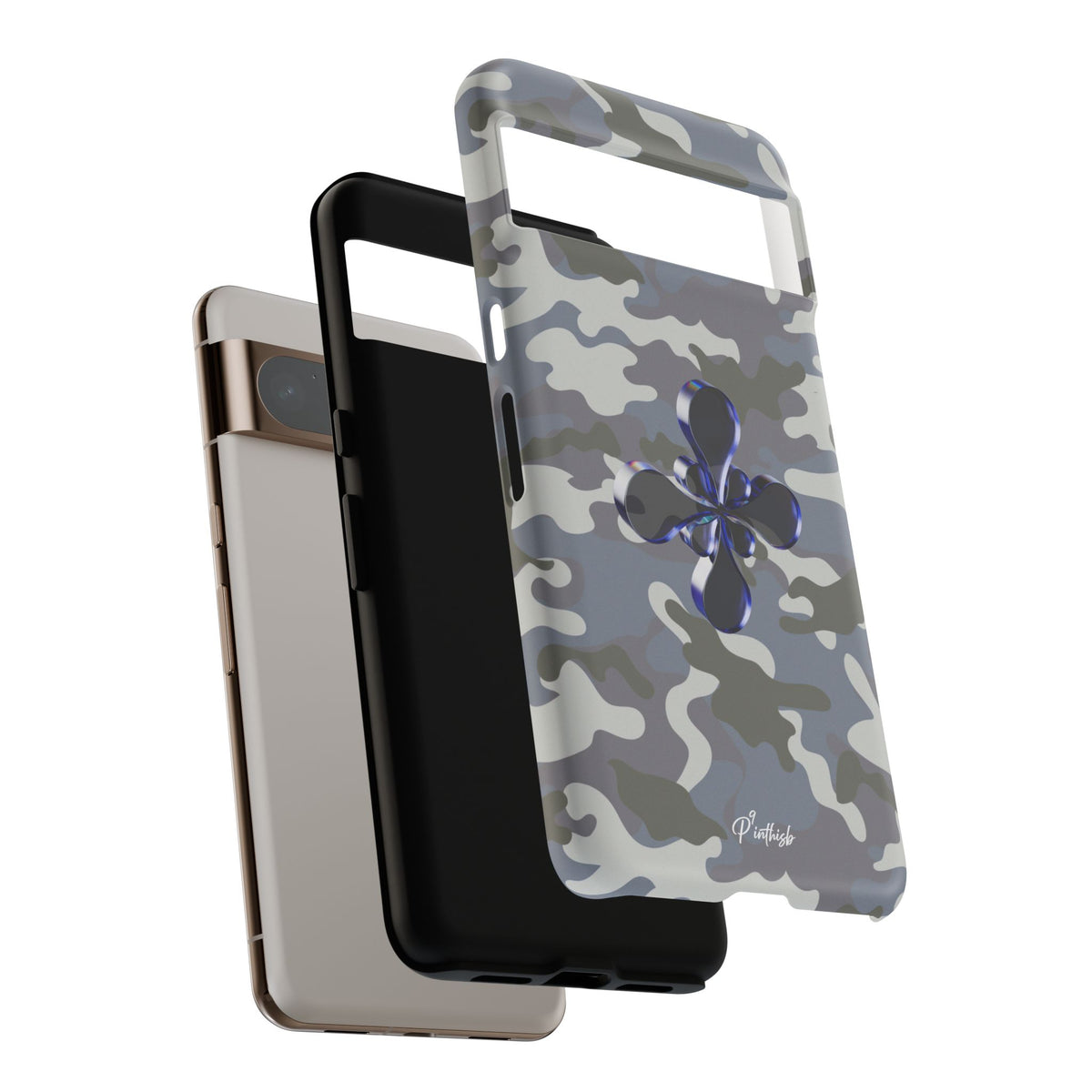 Camouflage with Blue Metallic Clover Tough Case