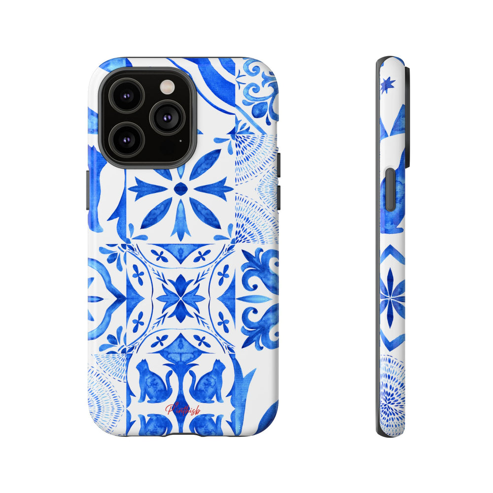 Blue Tile Pattern Tough Phone Case