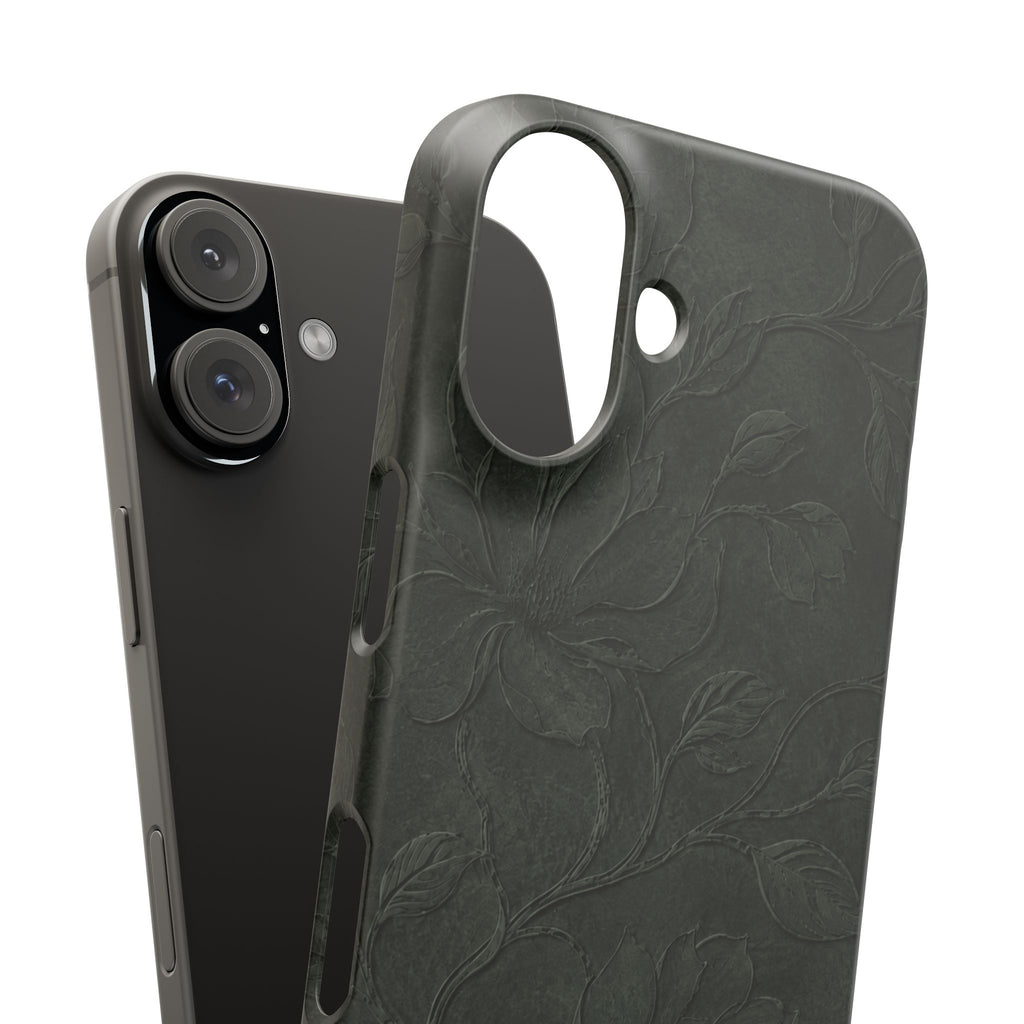 Dark Olive Floral Texture Snap Case