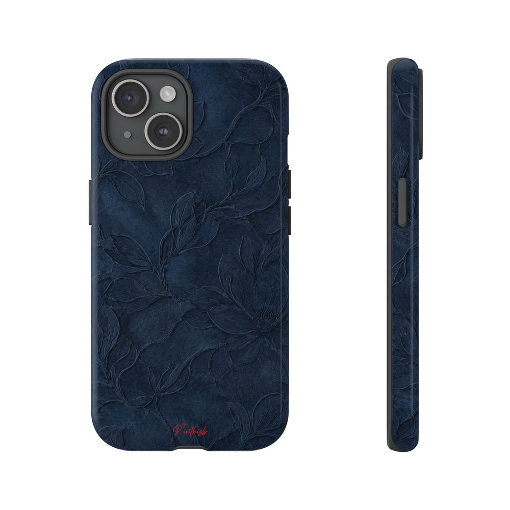 Navy Floral Textured Tough Case