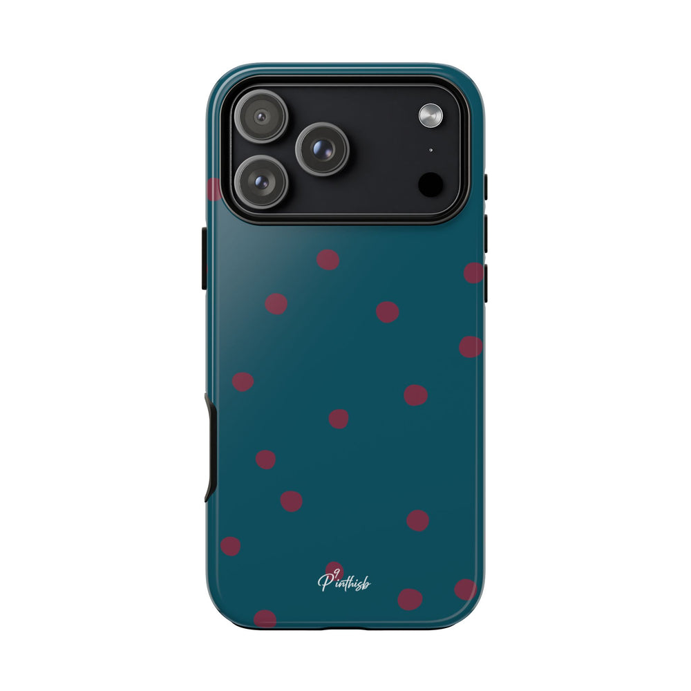 Teal & Burgundy Polka Dot Tough Phone Case