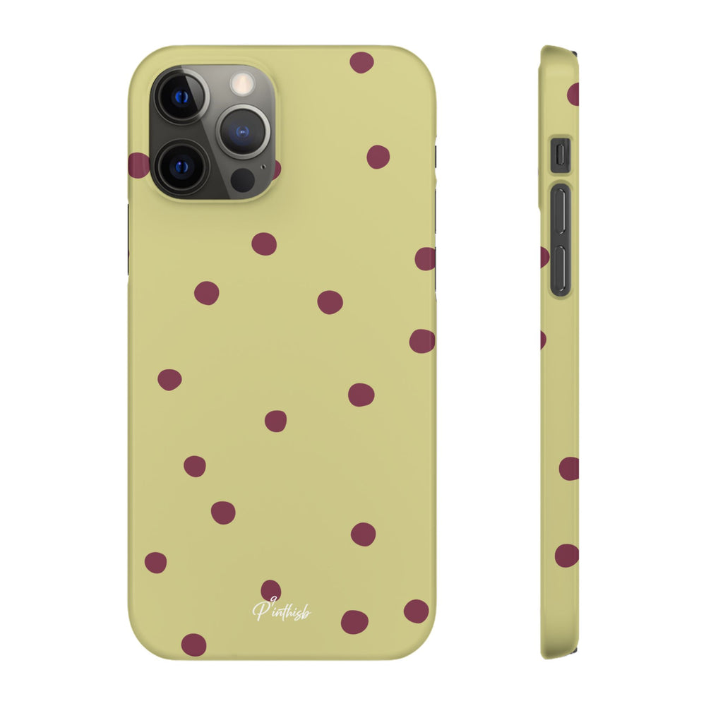 Yellow & Burgundy Polka Dot Snap Phone Case